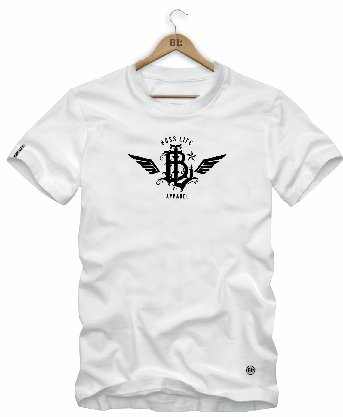Camiseta BL Apparel Boss Life, cor Branco, vista frontal