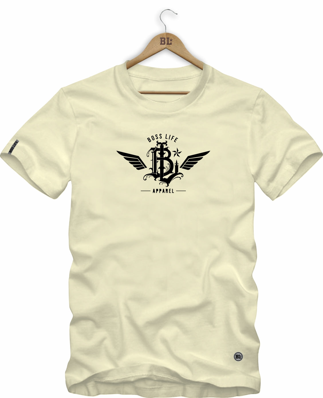 Camiseta BL Apparel Boss Life, cor Off White, vista frontal