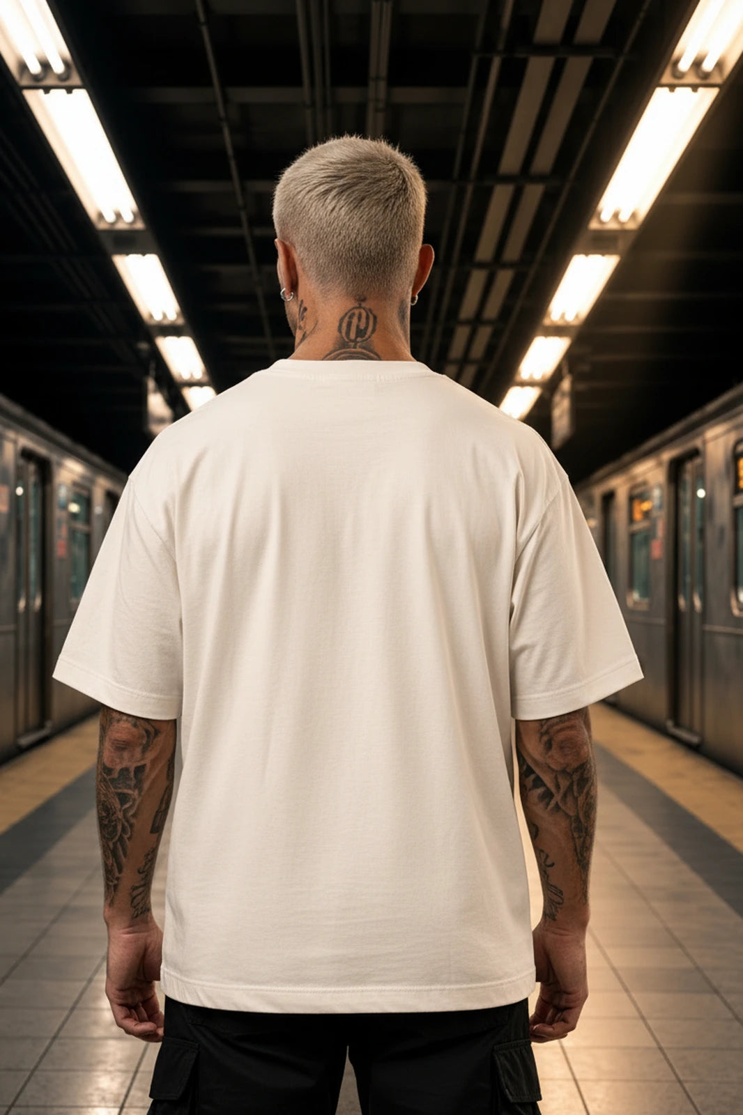 Camiseta Oversized Fierce Beast Boss Life - costas off white