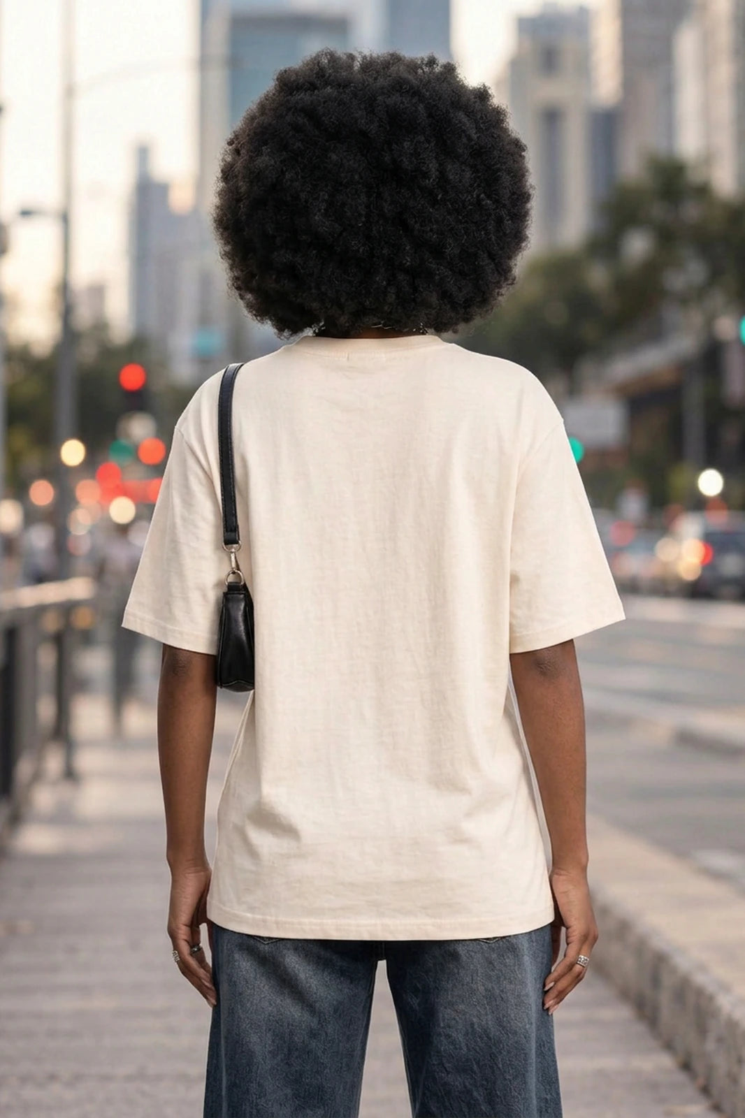 Camiseta oversized feminina Groovy Boss Life off white - costas
