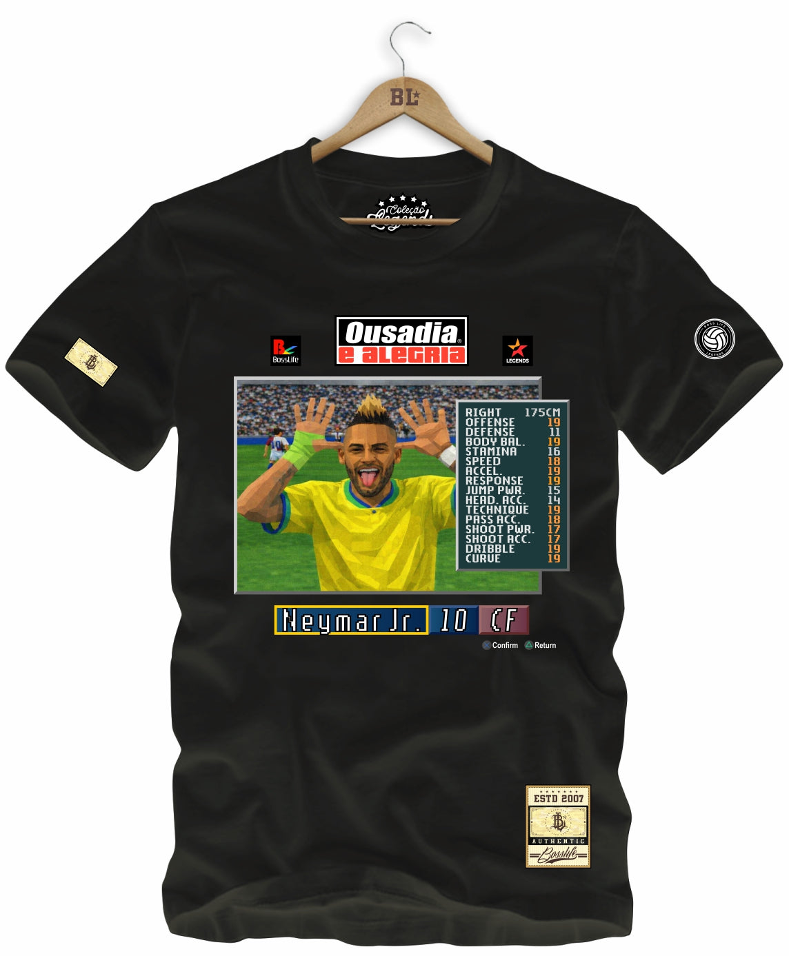 Camiseta Legends Ousadia e Alegria Neymar Jr - Preto