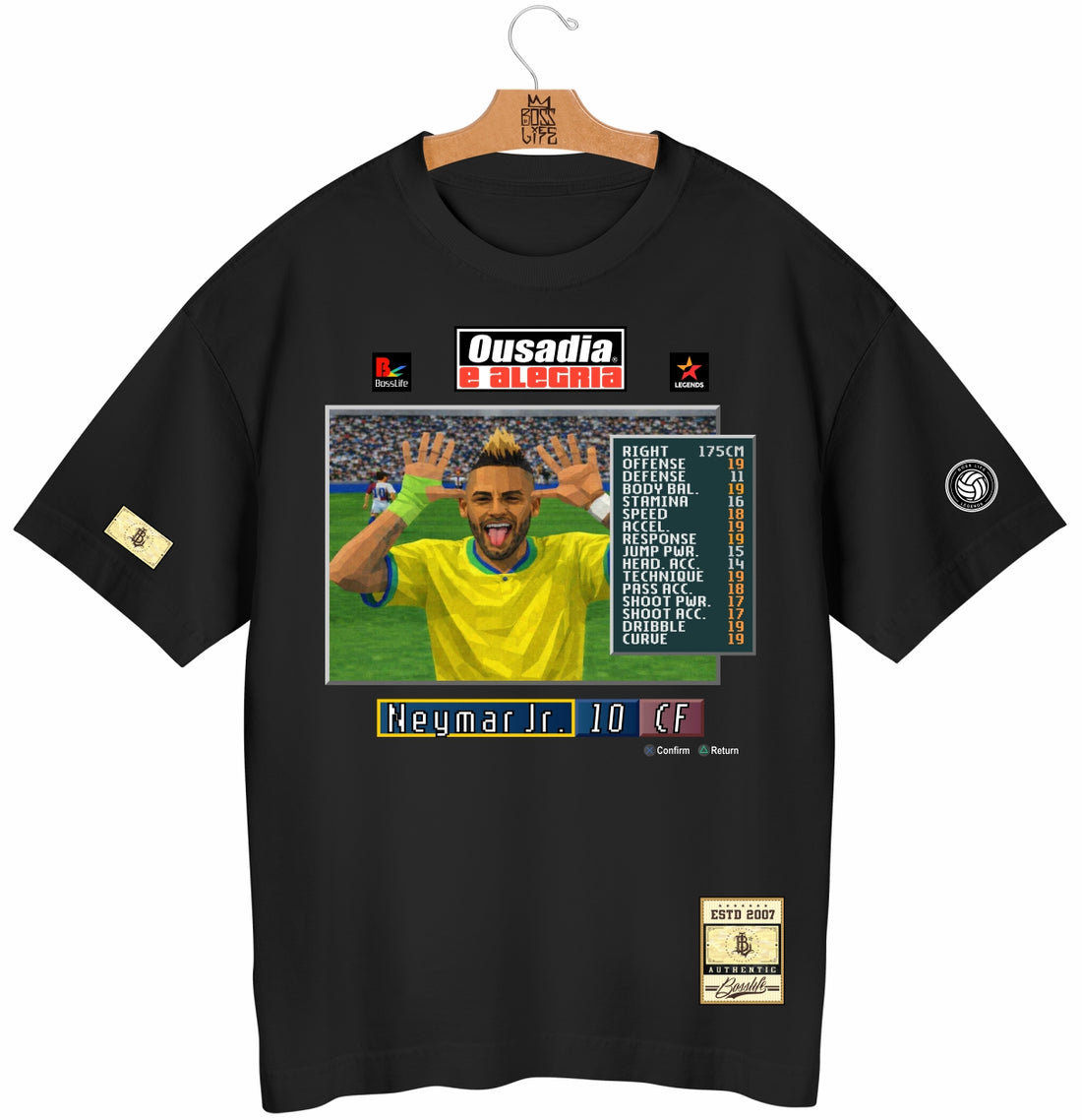 Camiseta Oversized Legends Ousadia e Alegria Neymar Jr - Preto