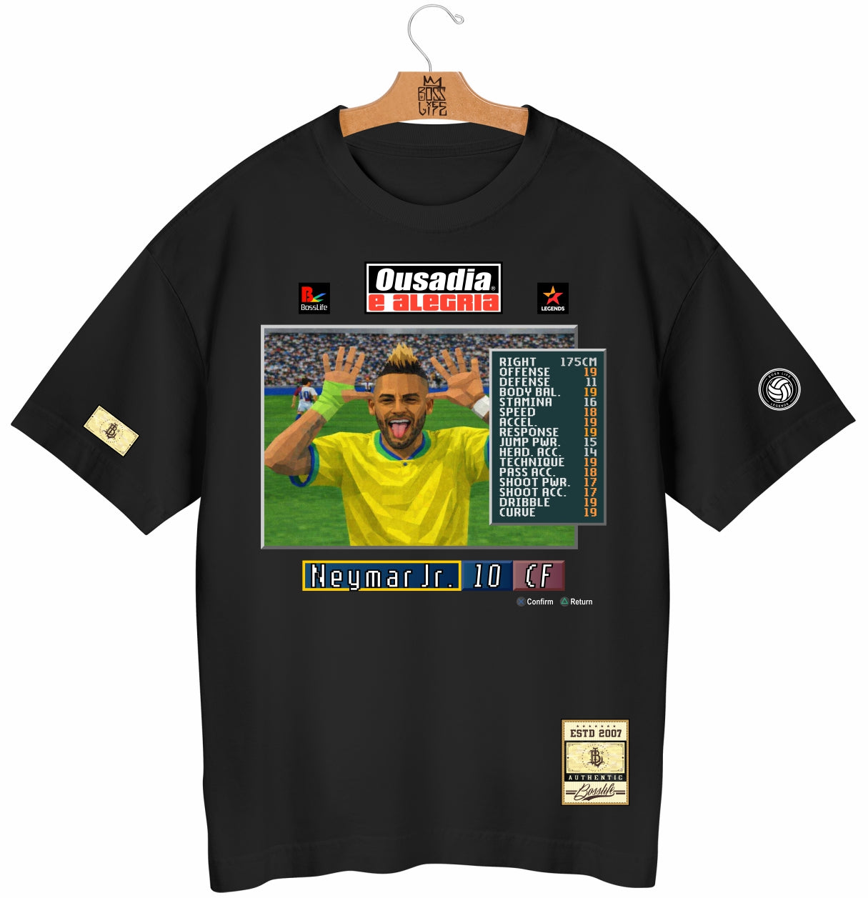 Camiseta Oversized Legends Ousadia e Alegria Neymar Jr - Preto