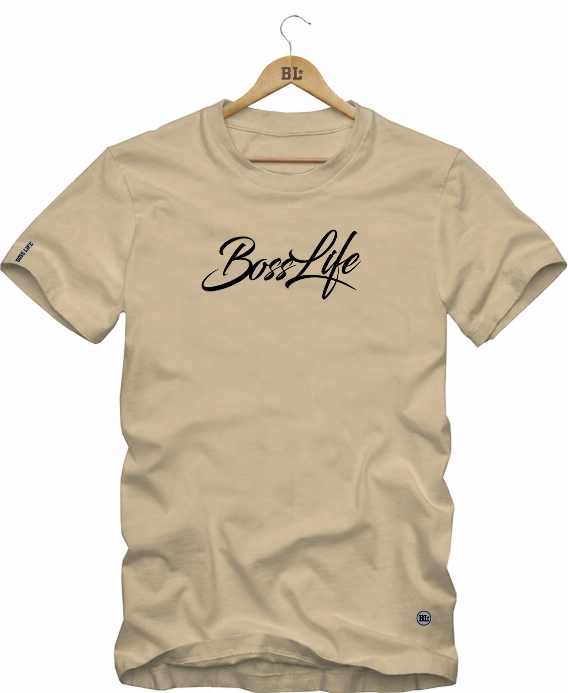 Camiseta Signature Boss Life, cor Bege, vista frontal