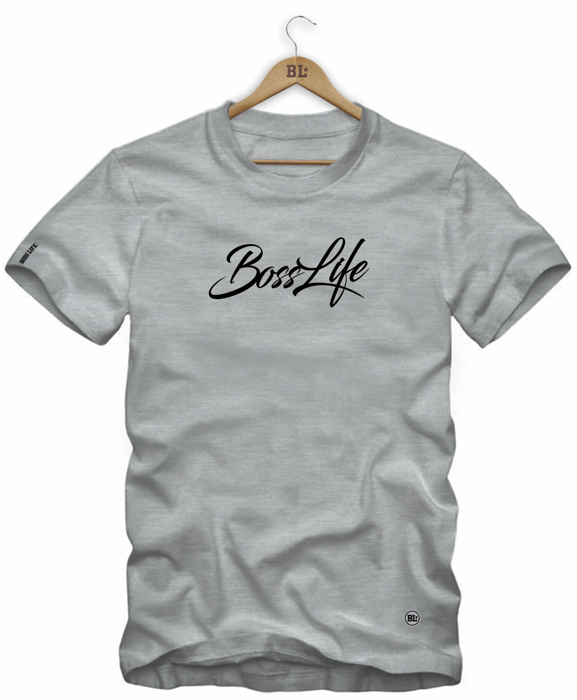 Camiseta Signature Boss Life, cor Cinza Mescla, vista frontal
