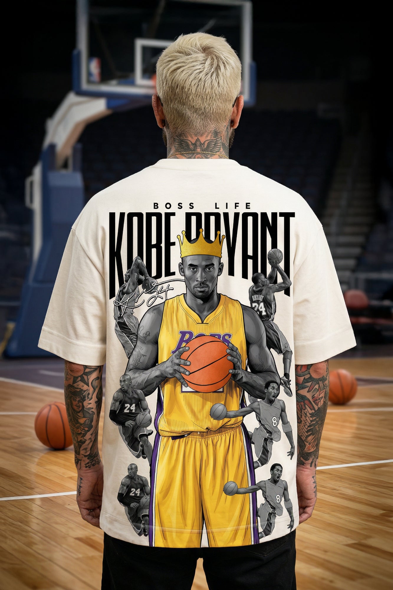 Camiseta Oversized Kobe Bryant Boss Life (Frente e Costas)