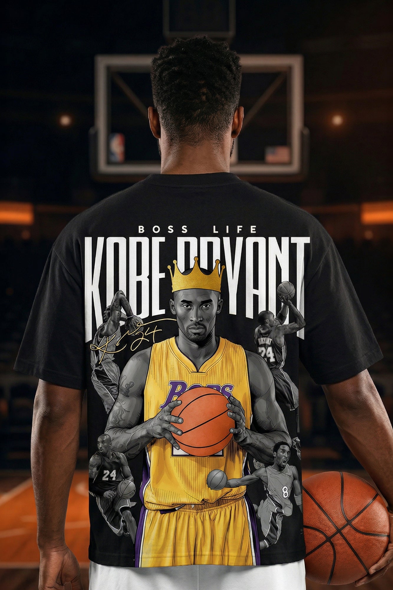 Camiseta Oversized Kobe Bryant Boss Life (Frente e Costas)