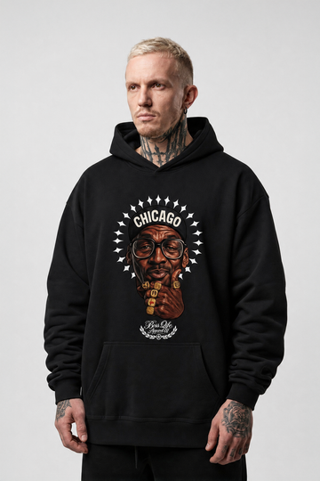 Moletom Chicago Boss Life Preto — frente com estampa Chicago
