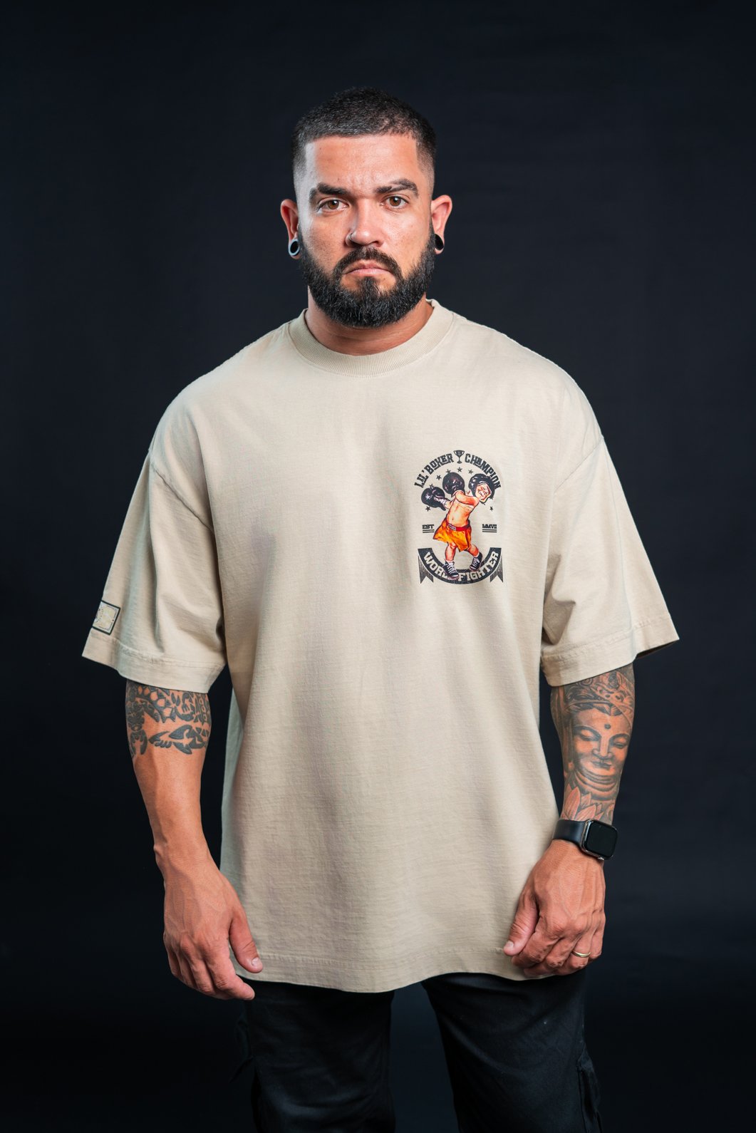 Camiseta Oversized Champion Boxing Frente e Costas