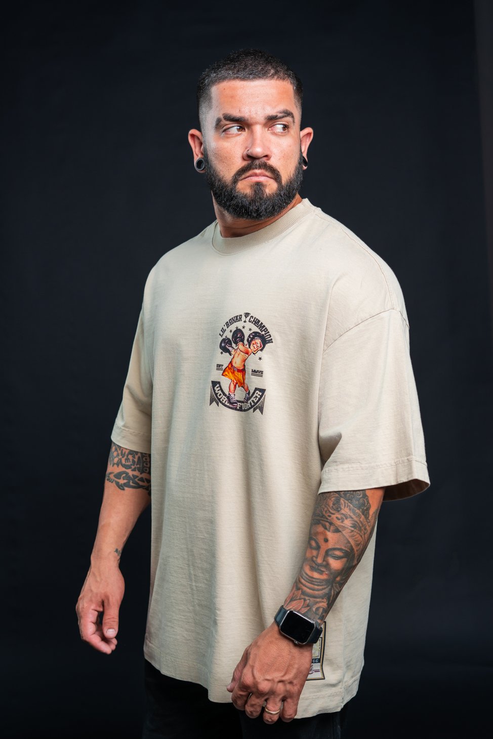 Camiseta Oversized Champion Boxing Frente e Costas