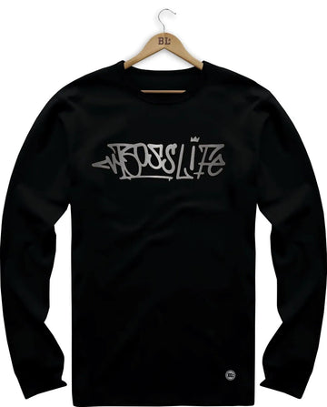 Camiseta Manga Longa Lettering Grafitti Silver