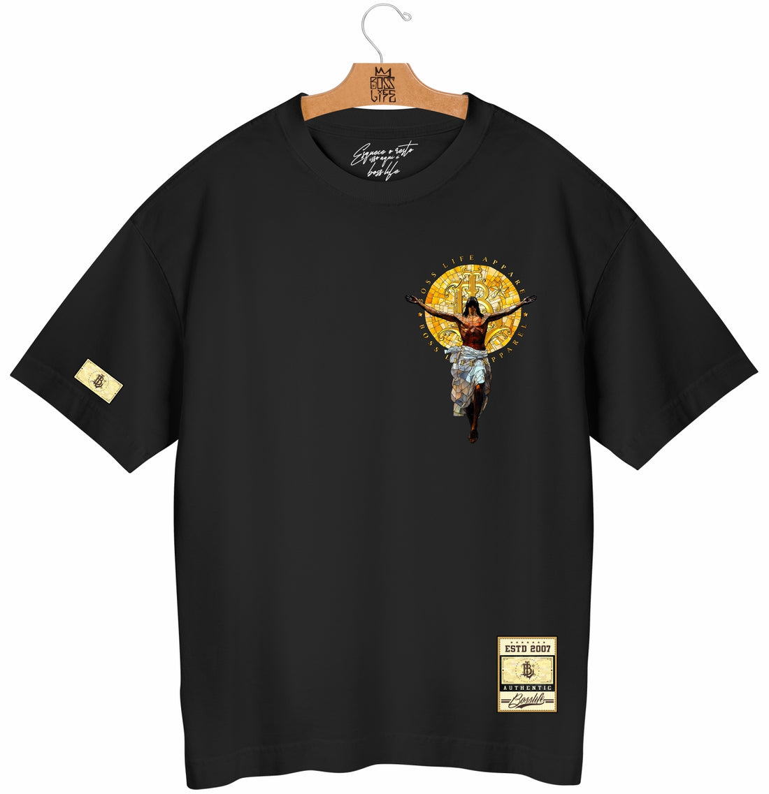 Camiseta Oversized Deus Caritas Est Boss Life Faith - Preto Costas