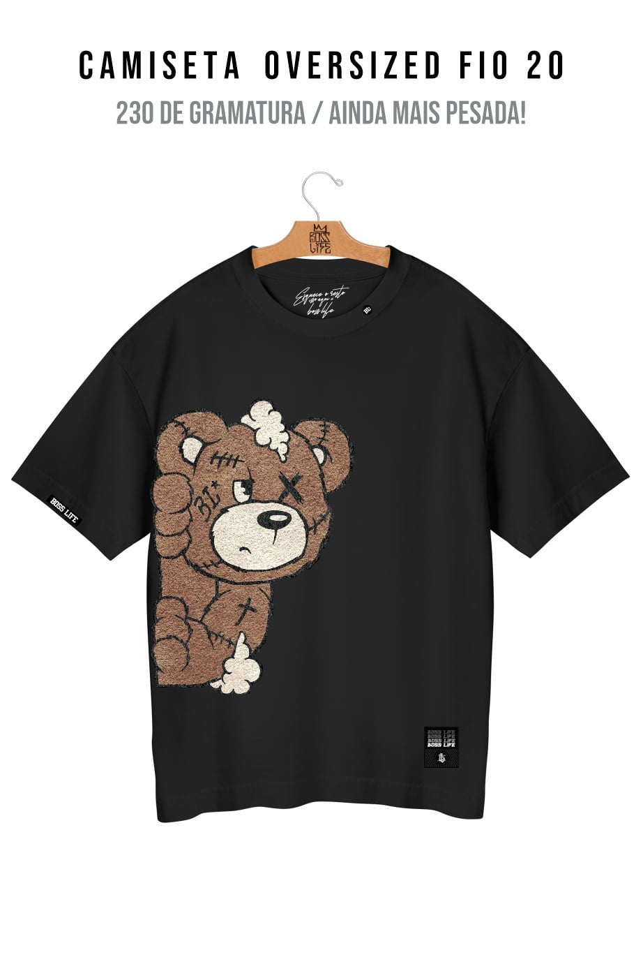 Camiseta Oversized Bl Touch Bear Side