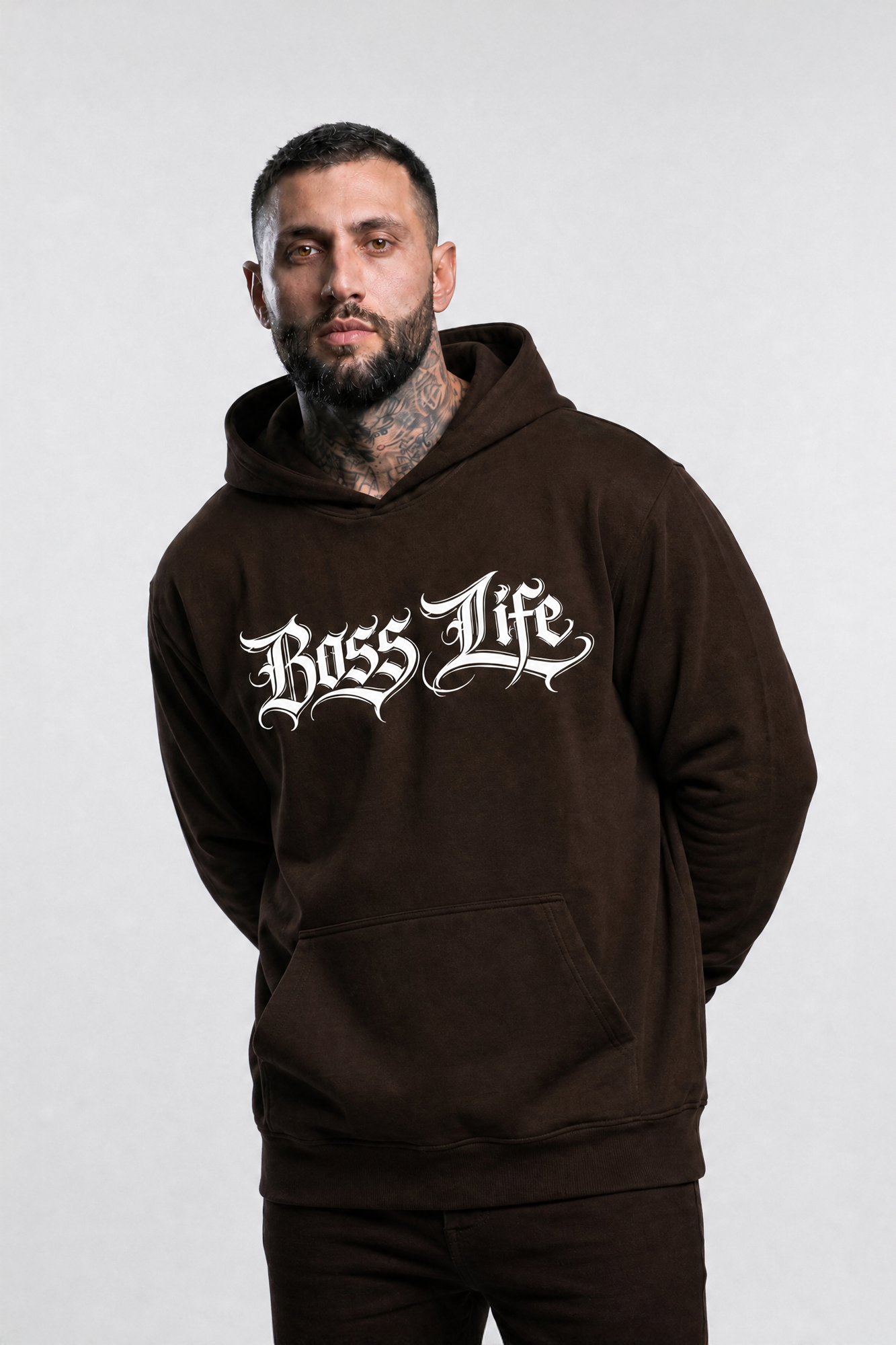 Moletom Gothic Boss Life Marrom - Frente
