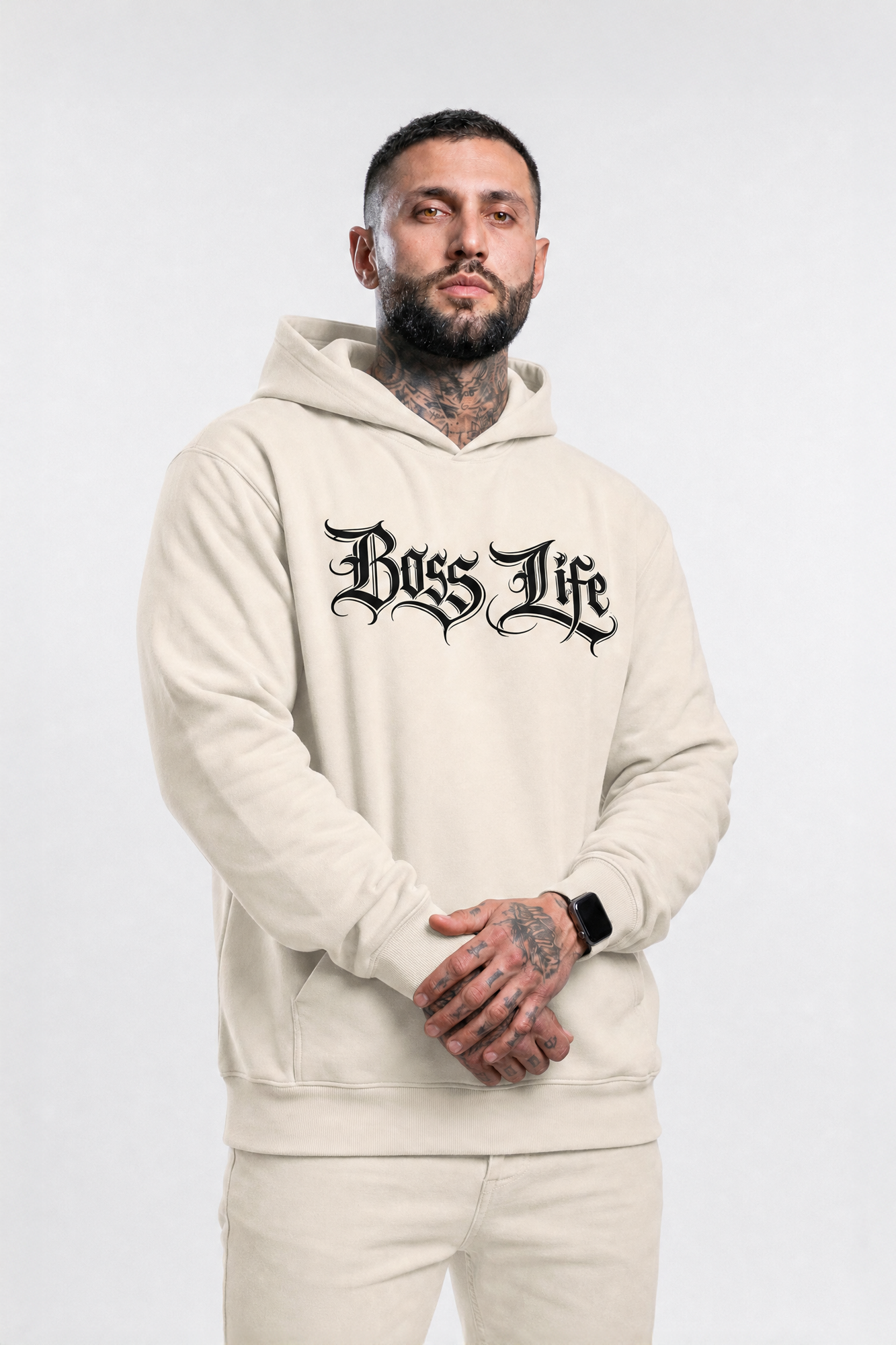 Moletom Gothic Boss Life Off White - Frente