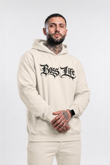 Moletom Gothic Boss Life Off White - Frente