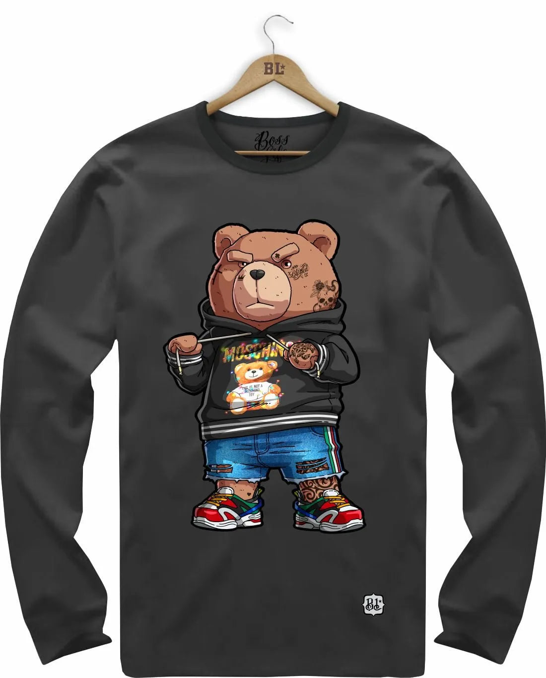Camiseta Manga Longa Bear Streetwear
