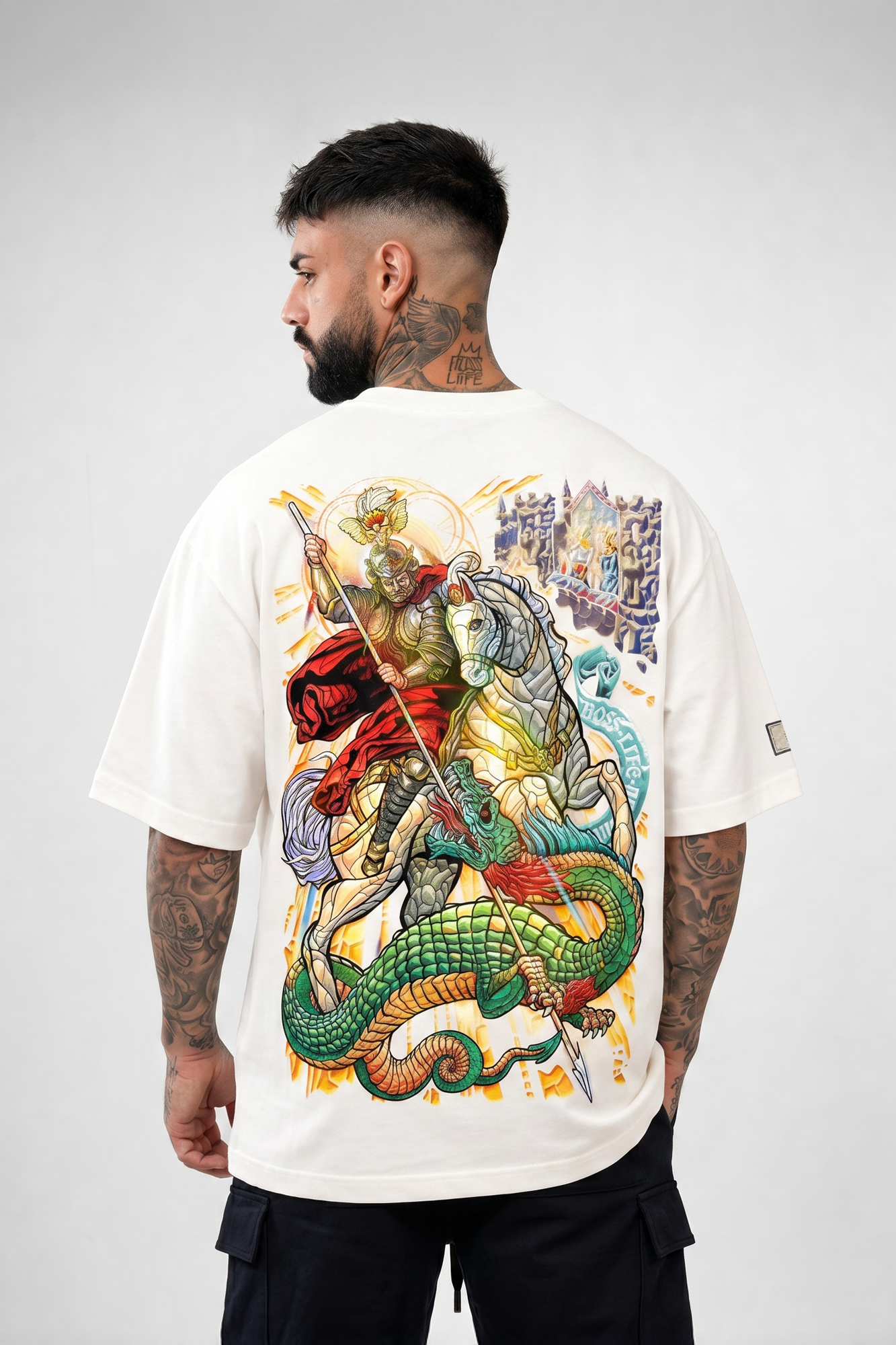 Camiseta Oversized São Jorge Bl Faith Frente e Costas