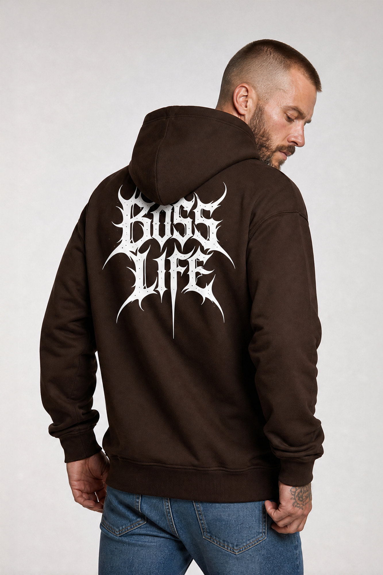 Moletom Metal Boss Life Marrom costas