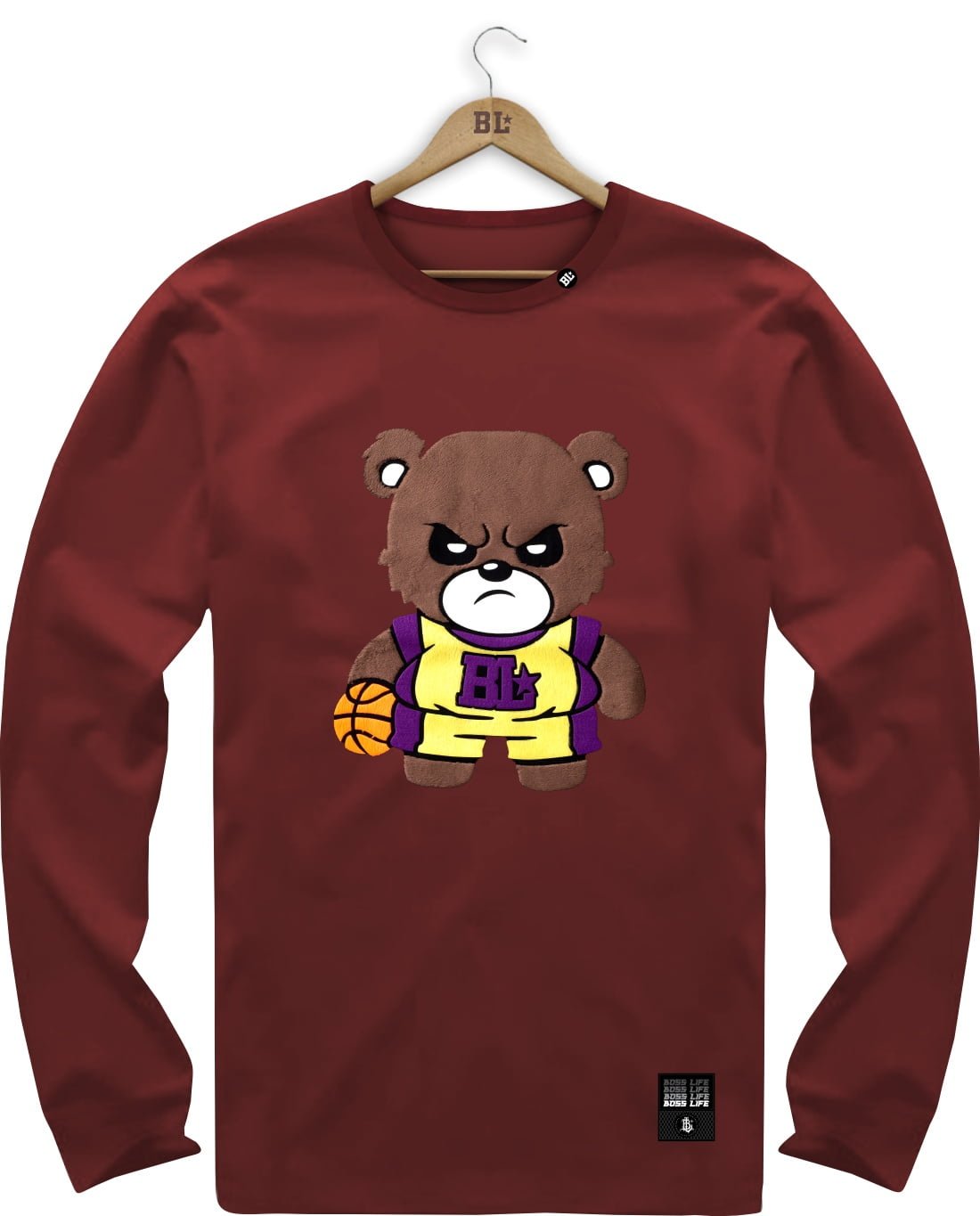 CAMISETA MANGA LONGA PRETA BEAR BASKET