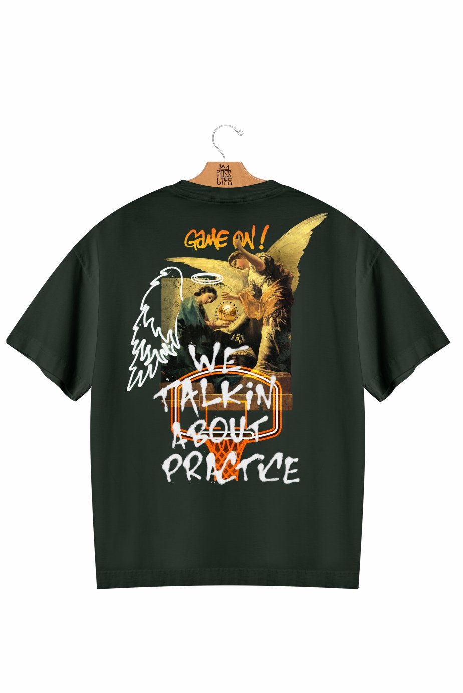 Camiseta Oversized Boss Life Basket Angel Frente e Costas