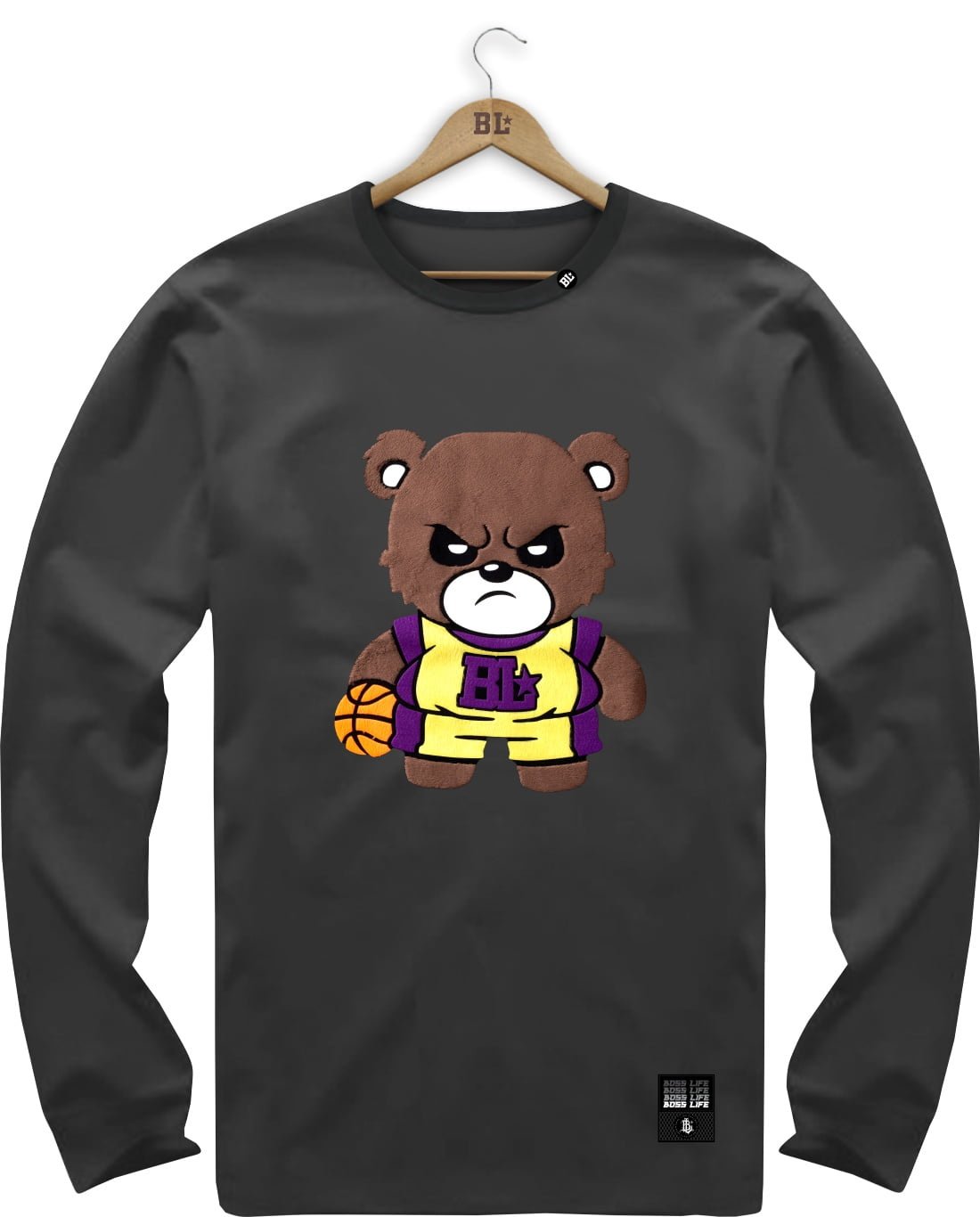 CAMISETA MANGA LONGA PRETA BEAR BASKET