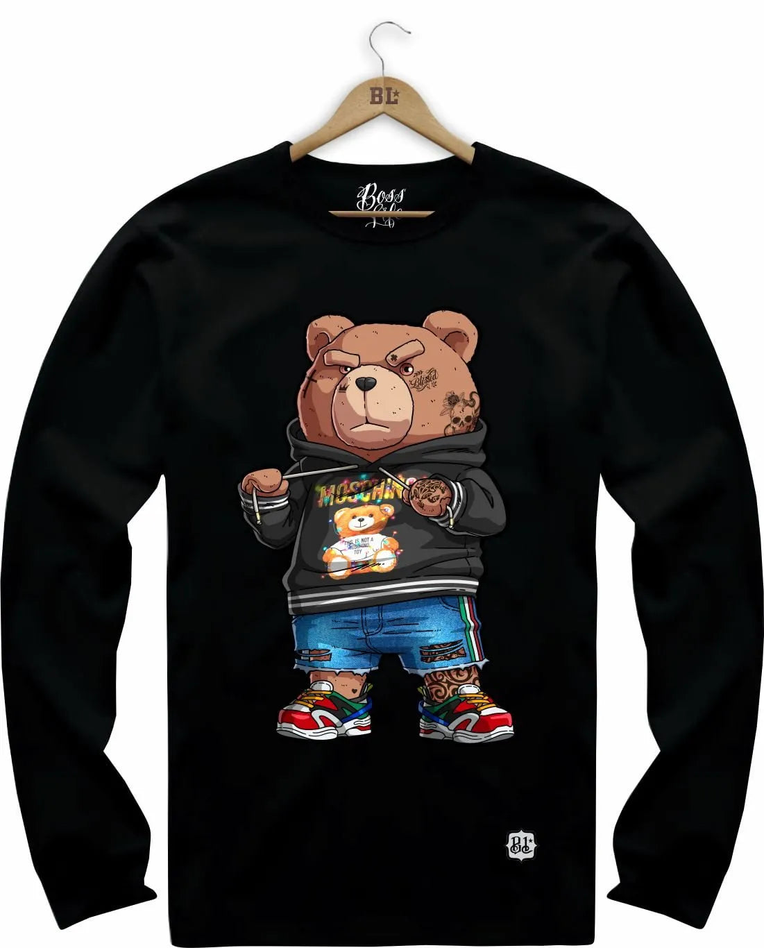 Camiseta Manga Longa Bear Streetwear