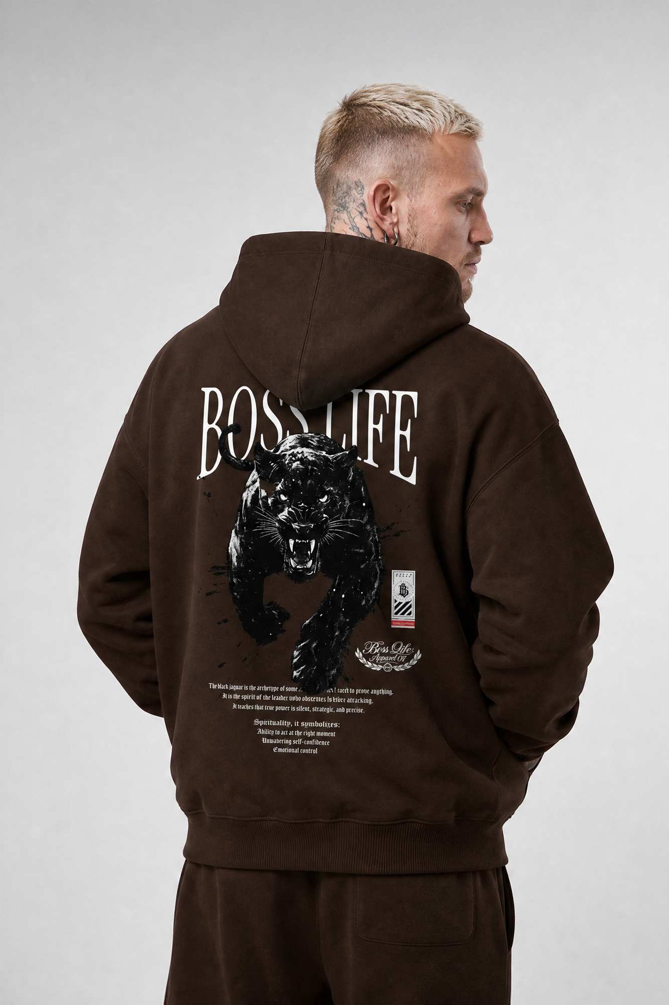 Moletom Pantera Apparel Boss Life Marrom costas