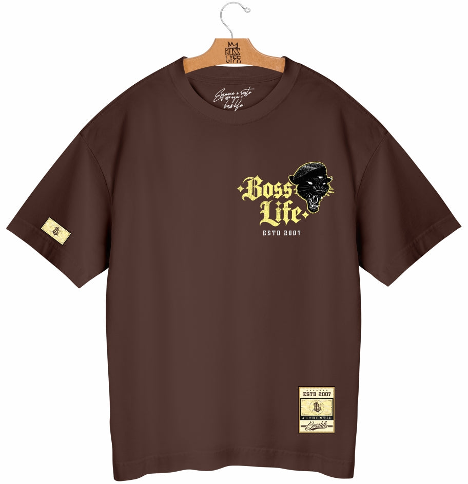 Camiseta Oversized Panther Urban Boss Life café - frente