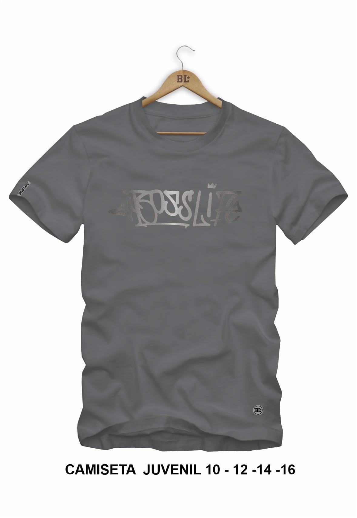 Camiseta Juvenil Lettering Graffiti Silver