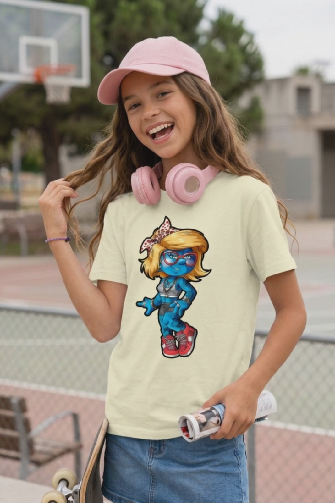 Camiseta Infantil Blue Skater Girl Boss Life - vídeo