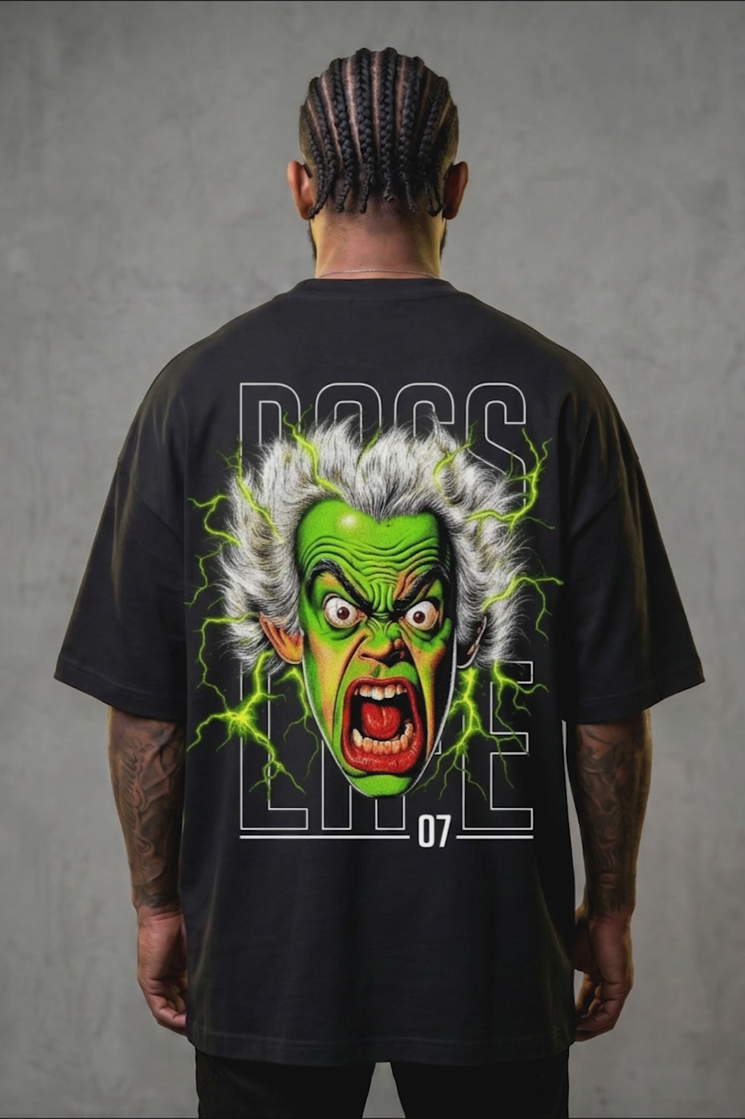 Vídeo da Camiseta Oversized Shock 07 Frente e Costas Boss Life em movimento