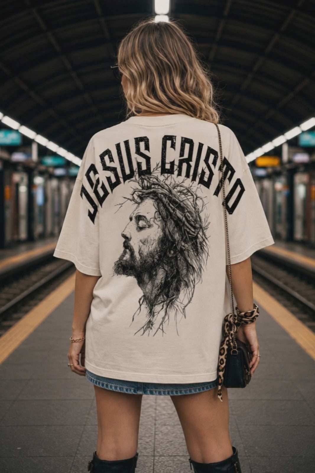 Camiseta oversized feminina Jesus Cristo Boss Life - vídeo da peça em movimento