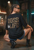 Camiseta oversized feminina Onça Letter Boss Life - vídeo da peça em movimento
