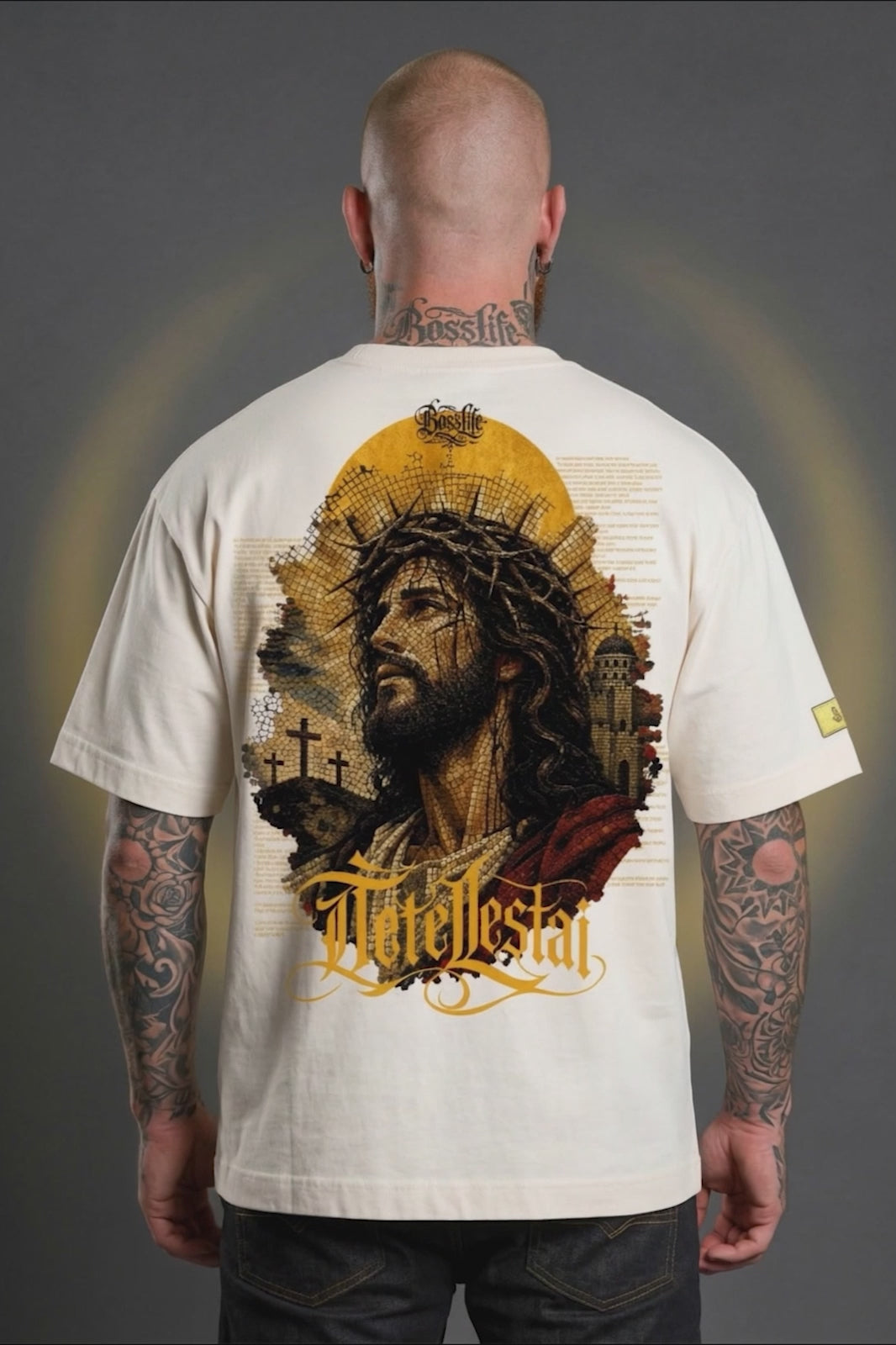 Vídeo da Camiseta Oversized Tetelestai Boss Life em movimento