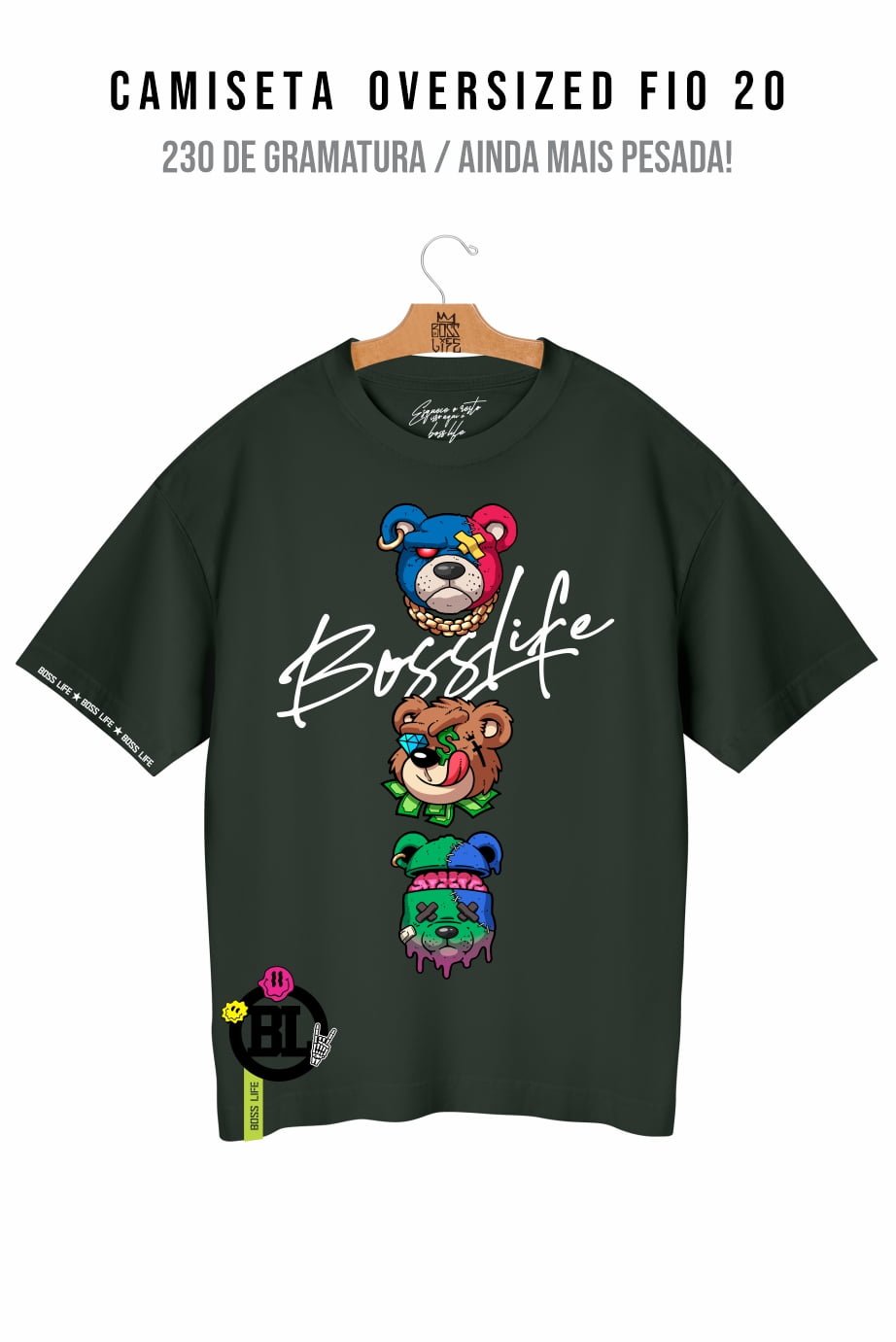 Camiseta Oversized Bl Bear Three