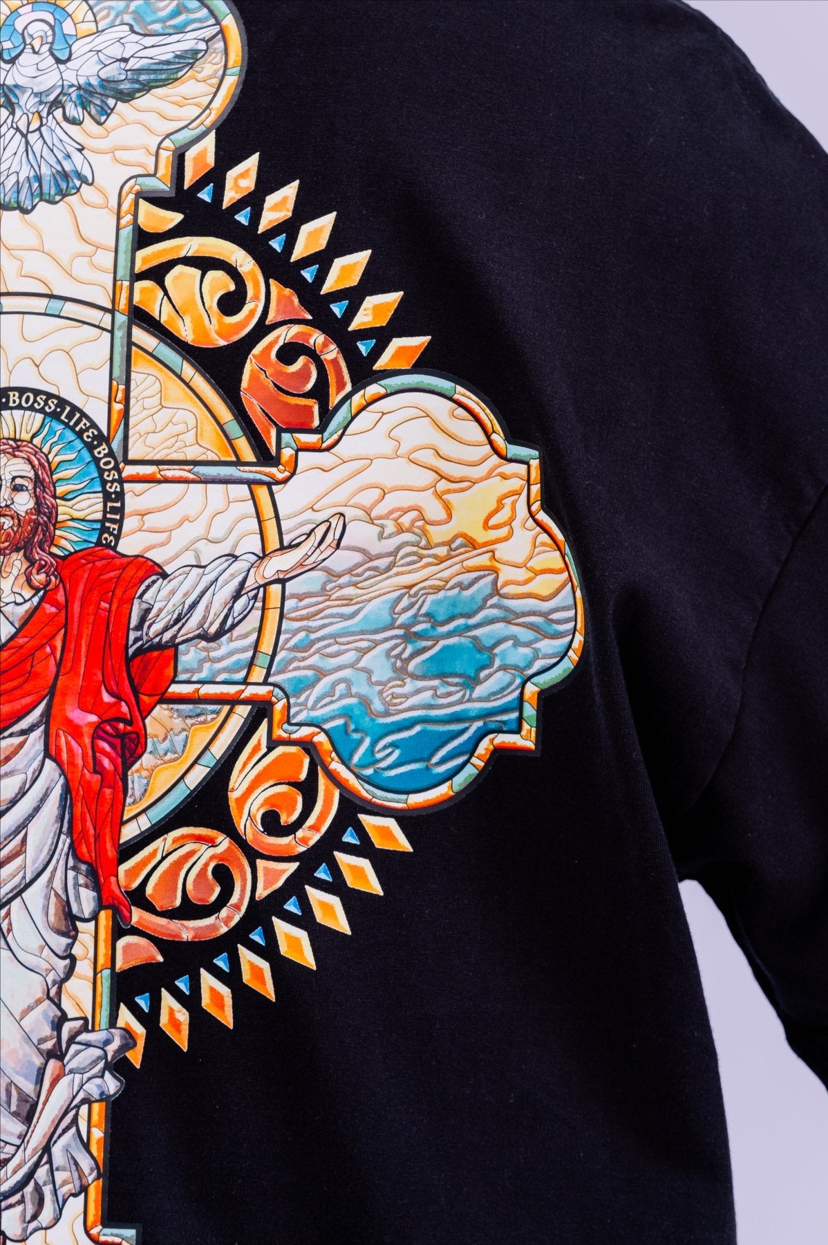 Camiseta Oversized Cristo Bl Faith Frente e Costas