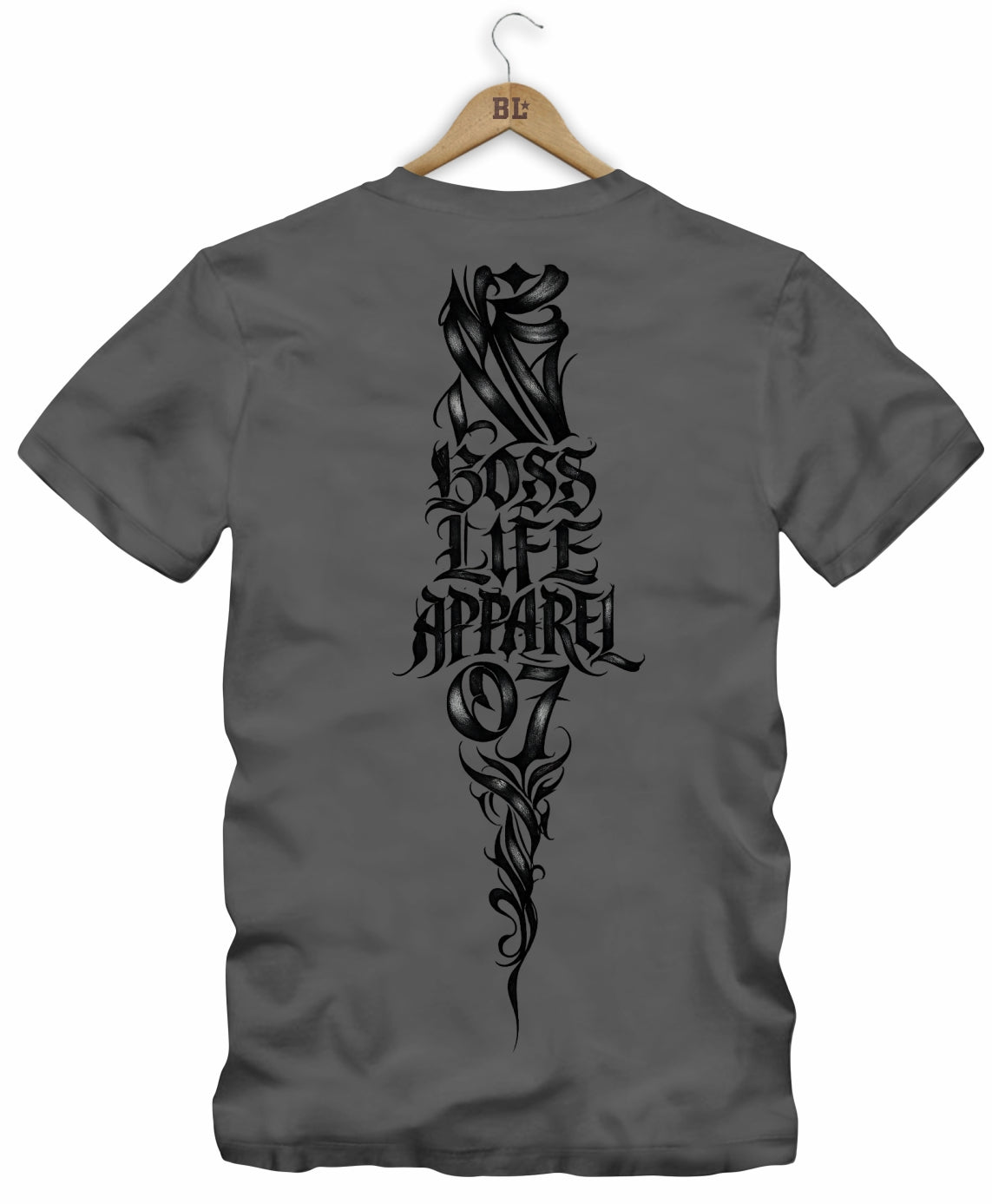 Camiseta Caligrafia 07 Boss Life - Chumbo - Costas