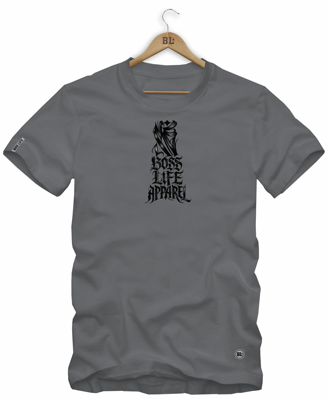 Camiseta Caligrafia 07 Boss Life - Chumbo - Frente