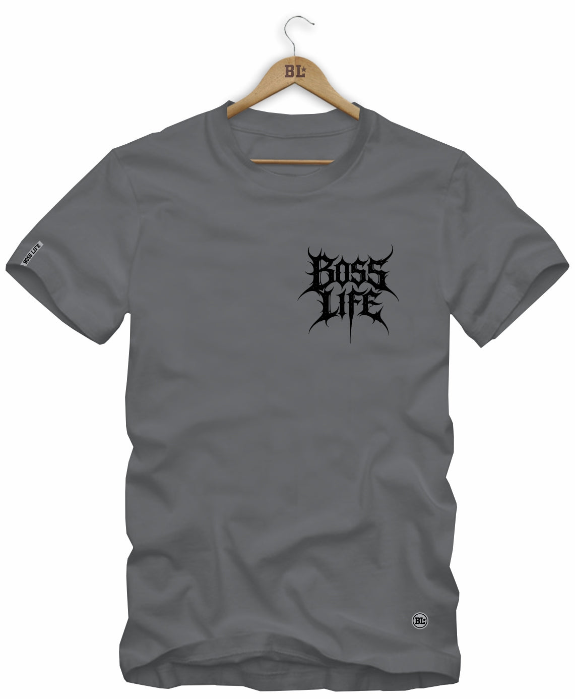 Camiseta Gothic Metal Boss Life - Chumbo Frente
