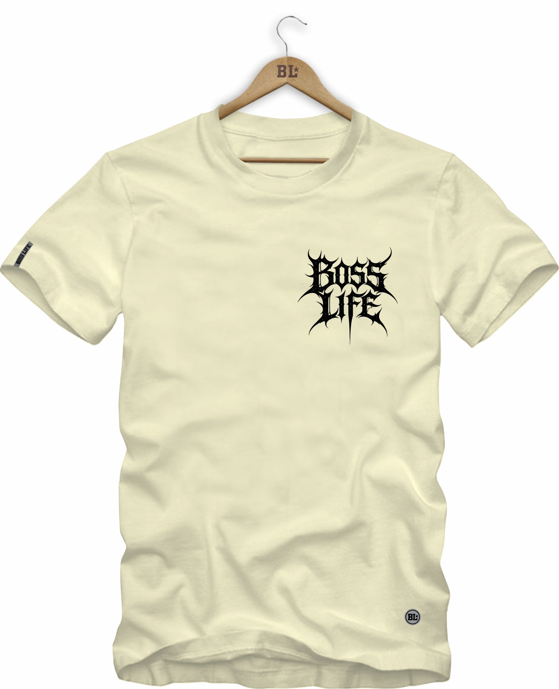 Camiseta Gothic Metal Boss Life - Off White Frente