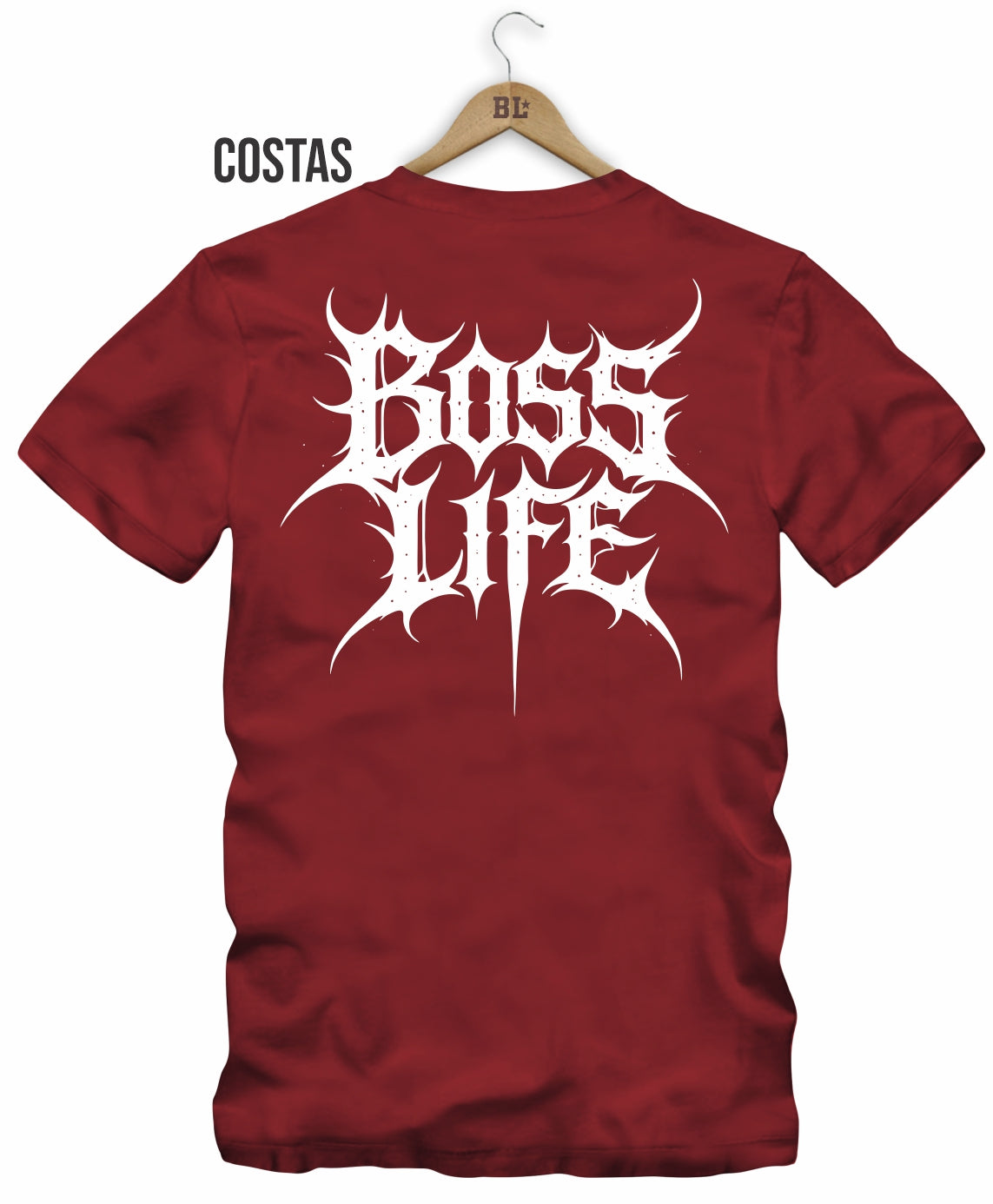 Camiseta Gothic Metal Boss Life - Vermelho Costas