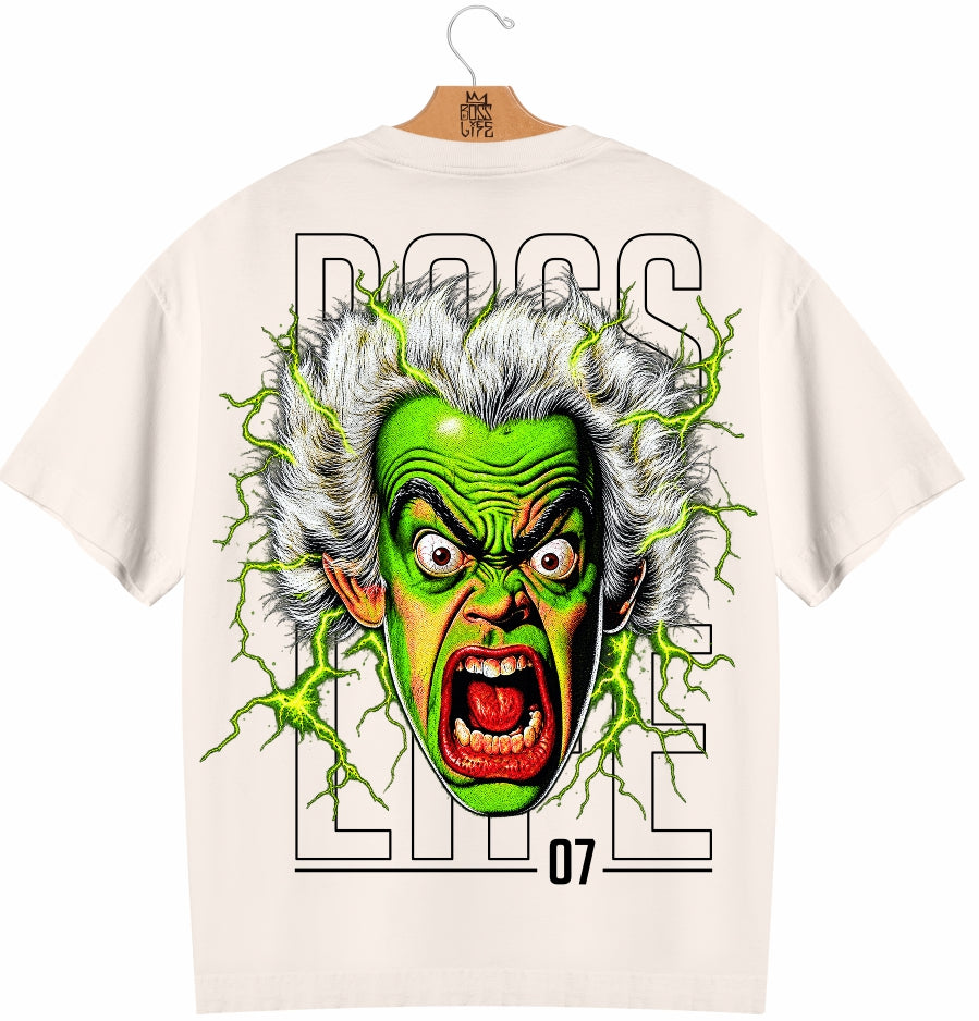 Camiseta Oversized Shock 07 Frente e Costas Boss Life off white - costas com lettering BOSS LIFE 07
