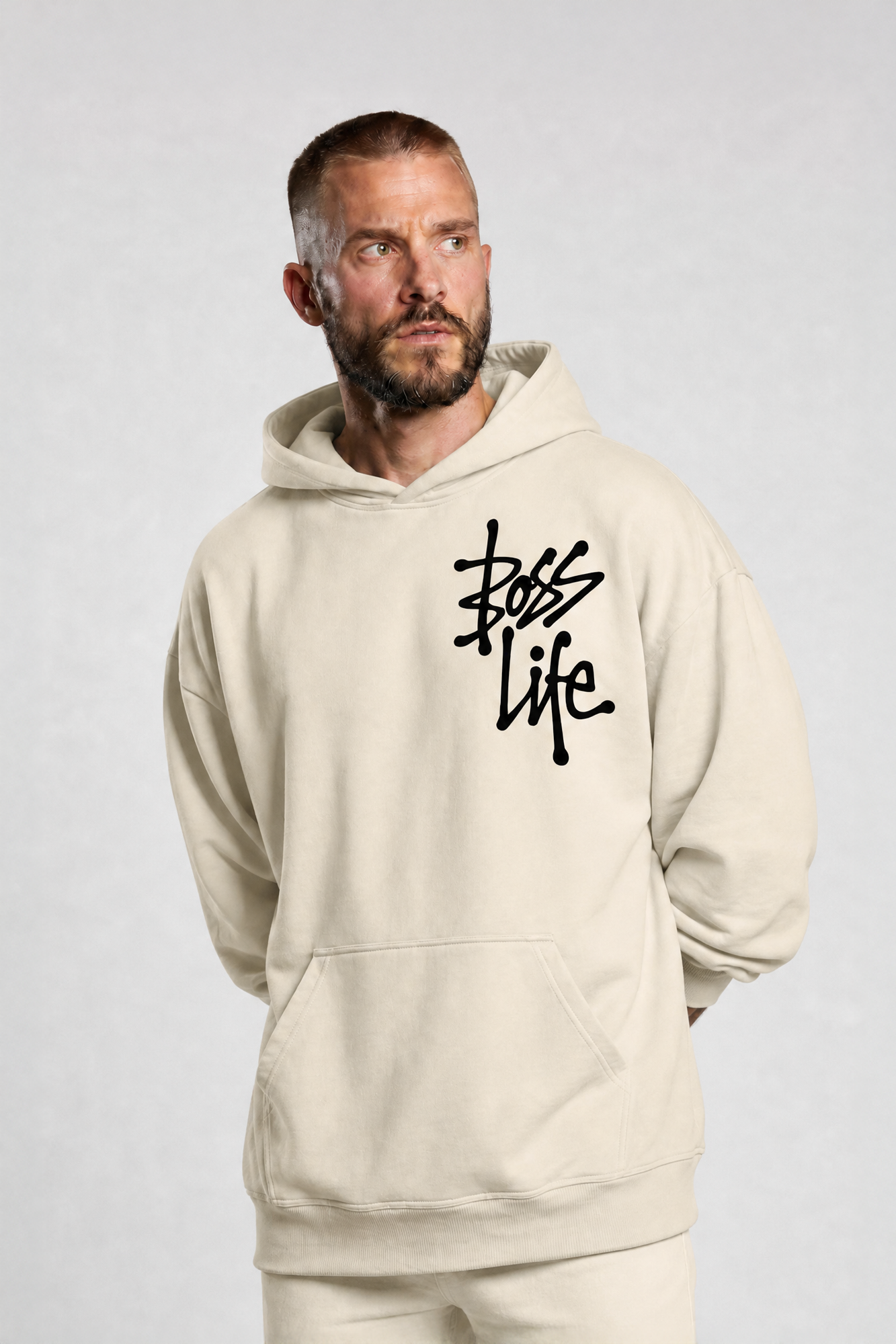Moletom Tag Boss Life Off White - Frente