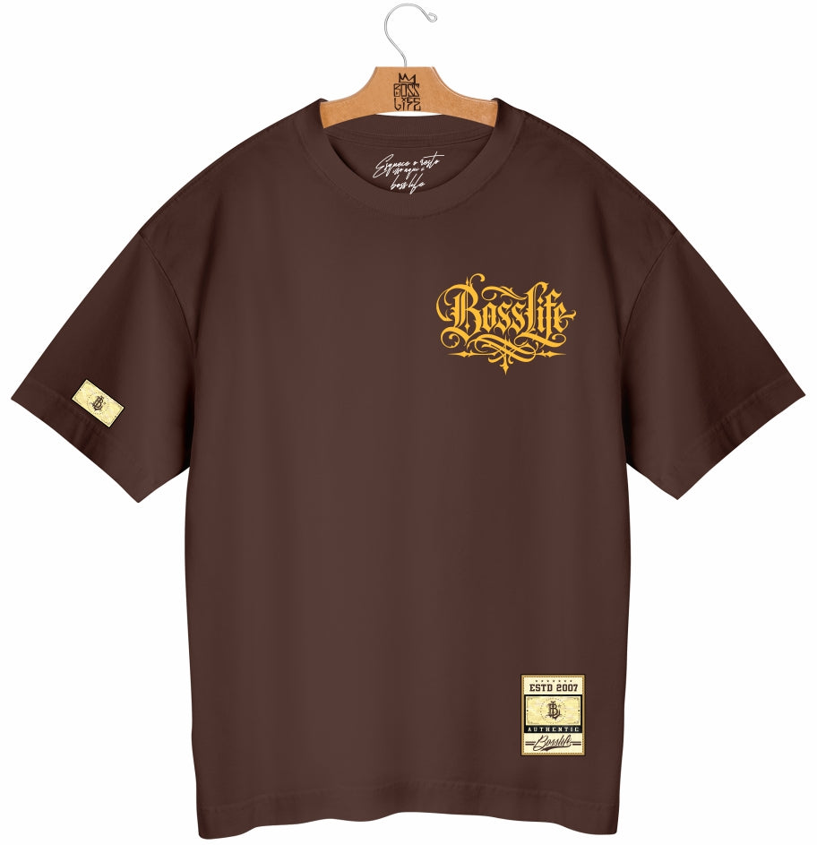 Camiseta Oversized Tetelestai Boss Life café - frente