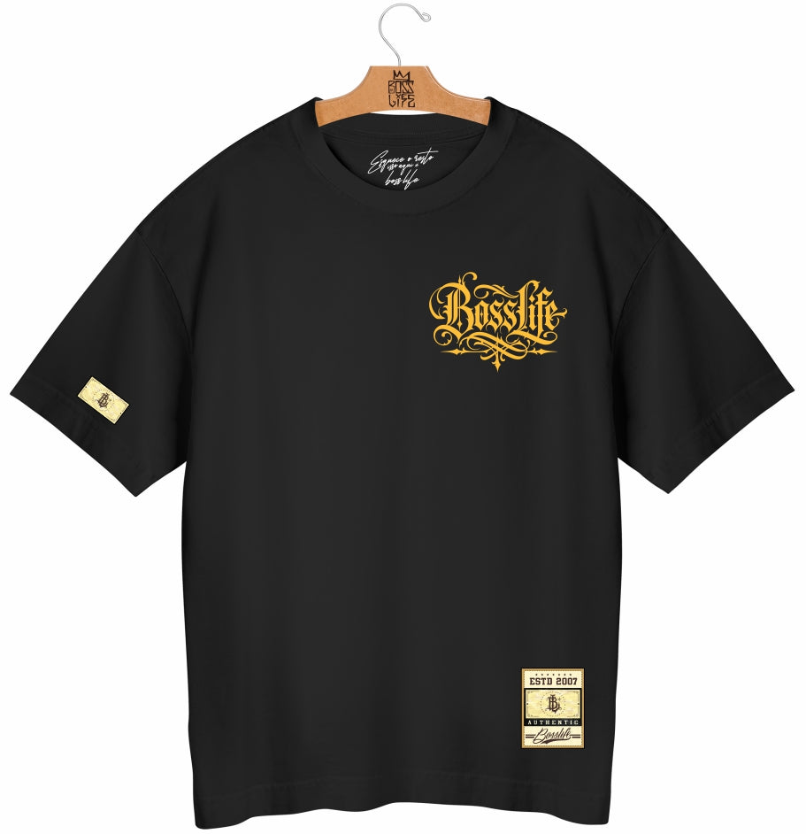 Camiseta Oversized Tetelestai Boss Life preta - frente
