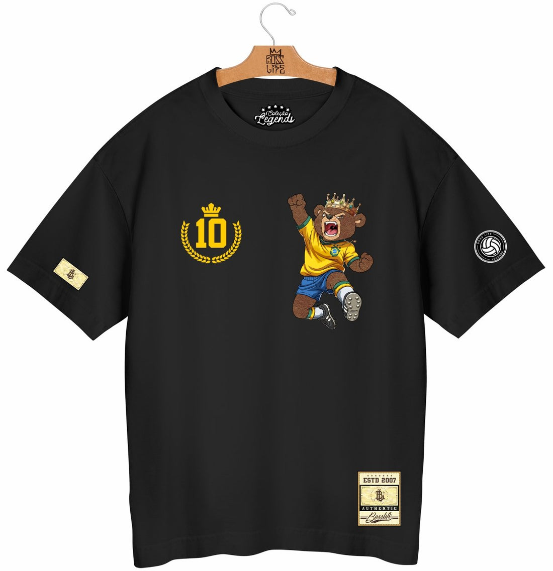 Camiseta Oversized Legends Rei do Futebol Frente e Costas