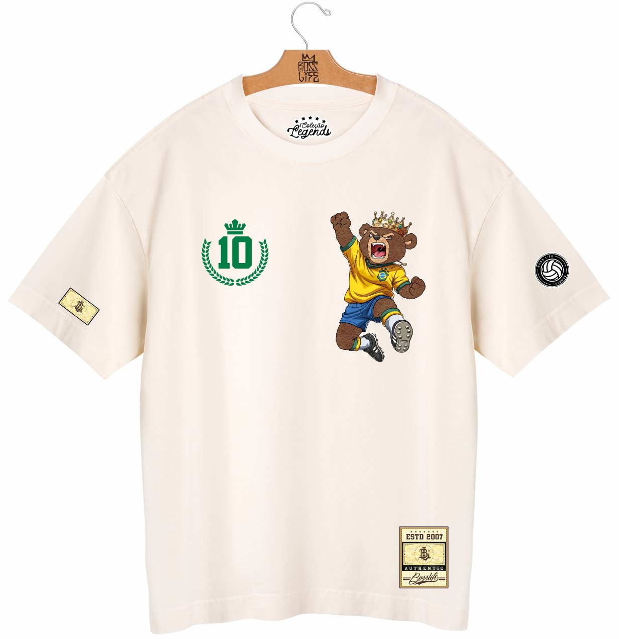 Camiseta Oversized Legends Rei do Futebol Frente e Costas