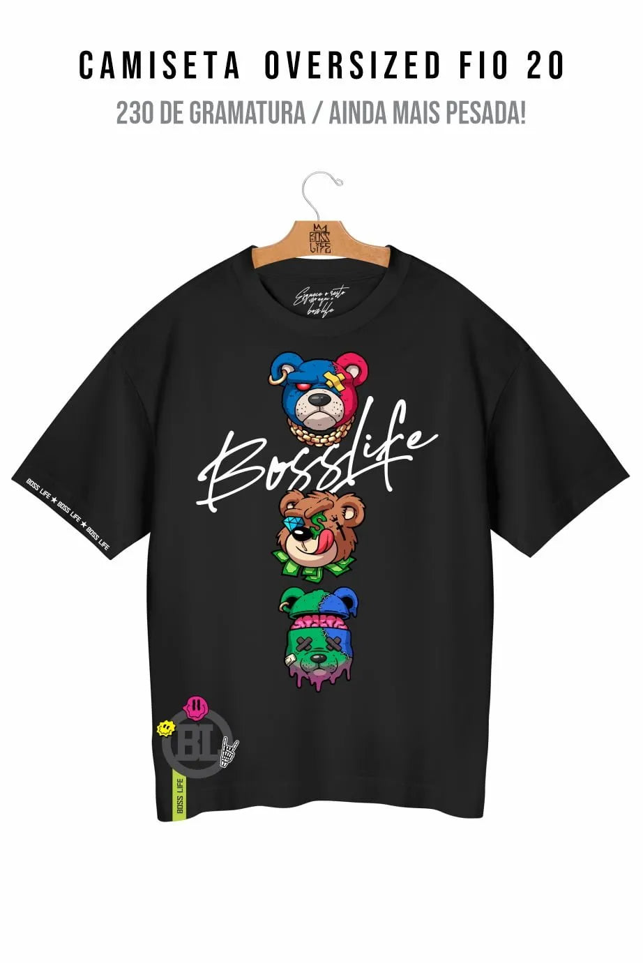 Camiseta Oversized Bl Bear Three