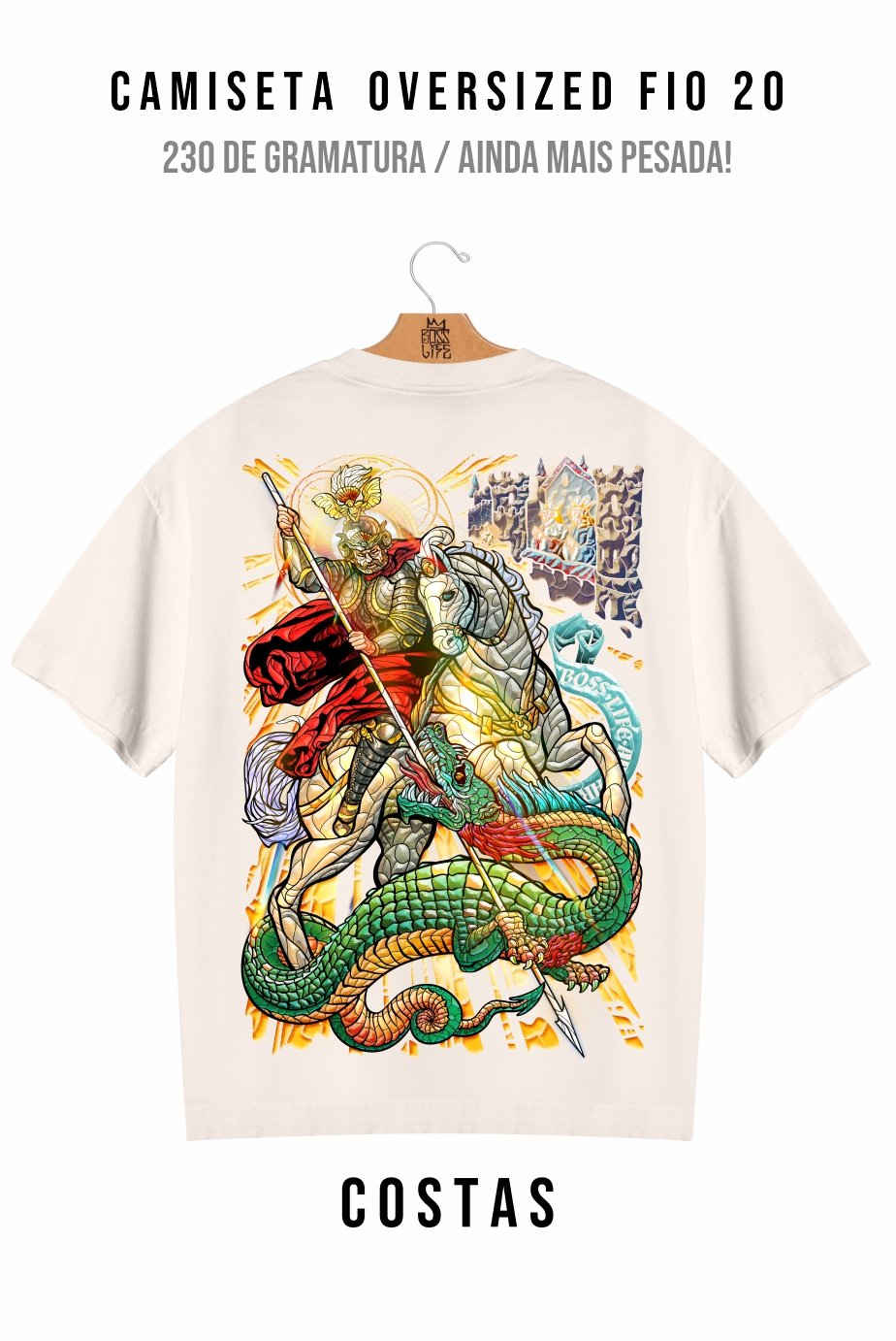 Camiseta Oversized São Jorge Bl Faith Frente e Costas – Boss Life
